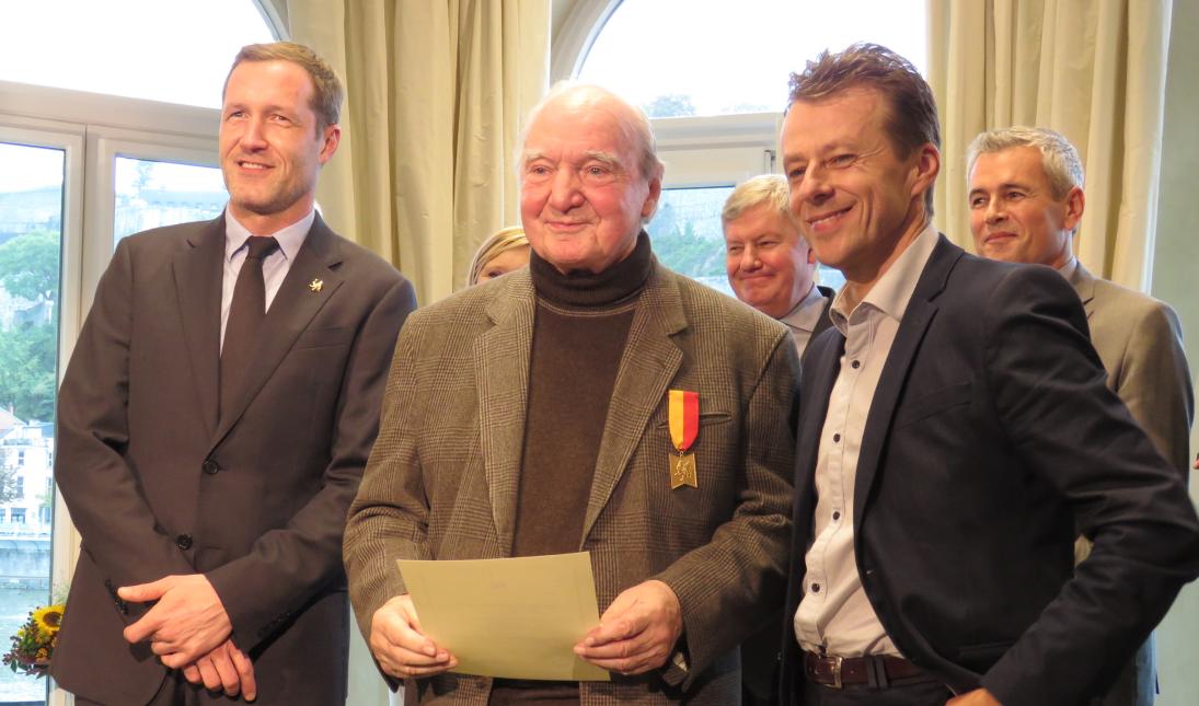 Roger Leloup avec Paul Magnette et Carlo Di Antonio