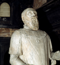 Statue du comte Jean de Henin-Liétard, premier comte de Boussu, portant autour du cou le collier de l’ordre la Toison d’Or. Photo G. Focant © SPW-Patrimoine