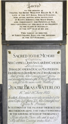 La plaque en hommage au colonel Walton Ellis dans l’église Saint-Joseph de Waterloo © Bruxelles, KIK-IRPA