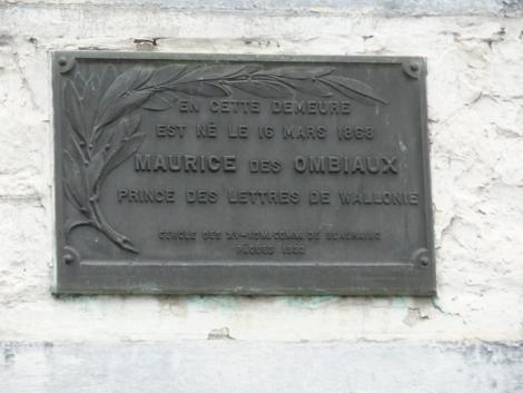 Plaque Maurice des Ombiaux (Beauraing)